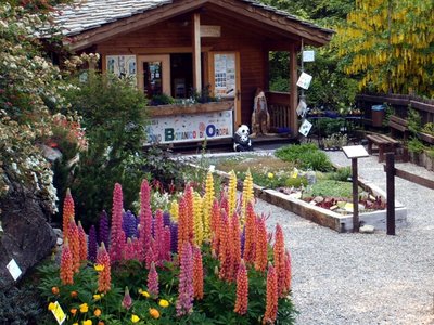 L’ingresso e lo Chalet biglietteria del Giardino Botanico di Oropa